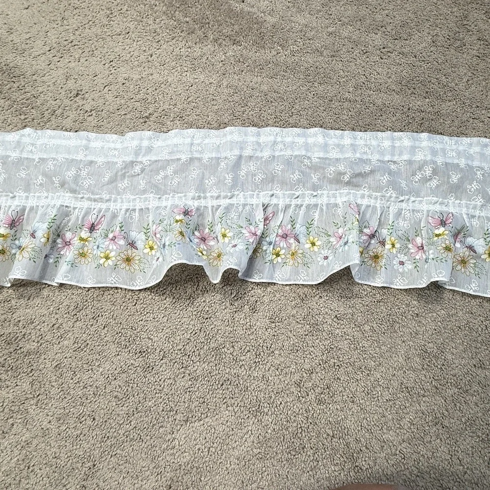 Vintage Floral Butterfly Window Valance Curtain Single Cute Girls Room 48x10